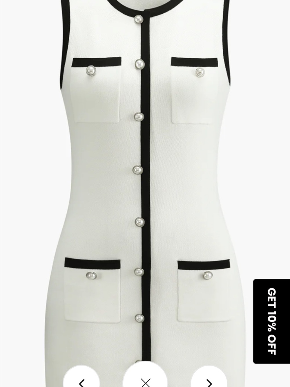 Commense Multi Pocket Button Sleeveless Sweater Dress